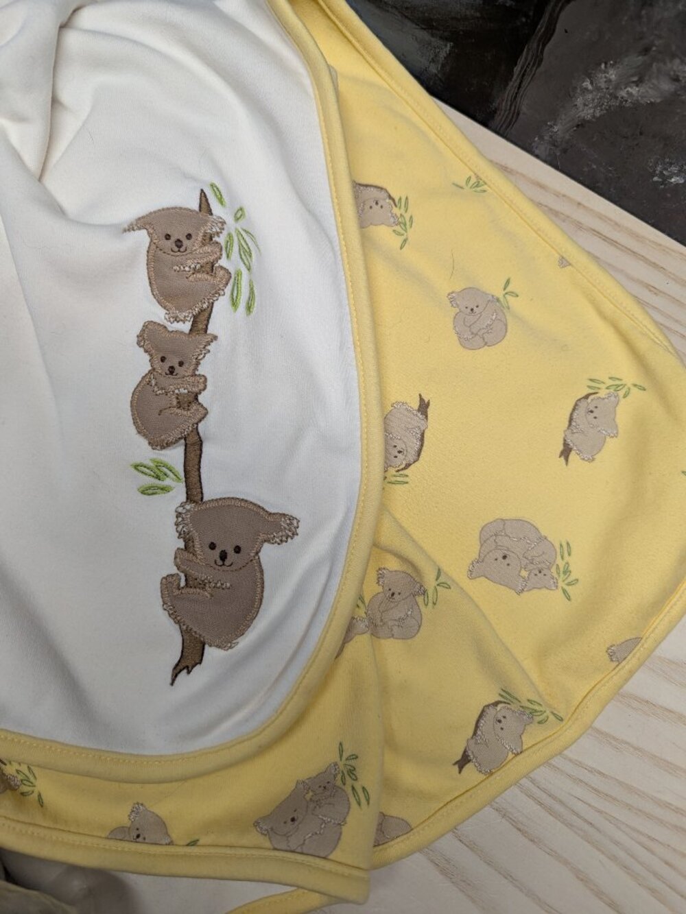 Vintage Gymboree Blanket Yellow Koala Babies Baby Bear Blanket 27"x 30" Soft